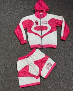 Sweat-shirt de jogging en nylon personnalisé boutonné ensemble de joggers à capuche coupe-vent sweat à capuche brodé pantalons de survêtement survêtements pour hommes - Product Image 6