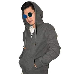 Mode contemporaine 100% coton pull à capuche logo en relief son sien pull à cordon épais motif solide col à capuche - Product Image 3