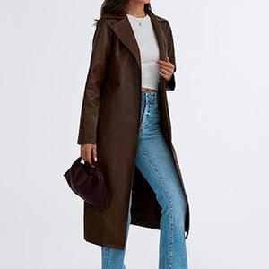 Manteau long en cuir pour femme, best-seller, haute qualité, vêtements d'hiver, design uni, sur mesure, manteaux longs en cuir pour femme - Product Image 4