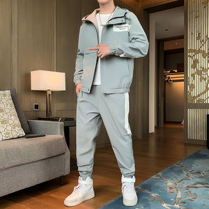 Ensemble de survêtement deux pièces pour homme, combinaison en Polyester, costume de loisirs, vestes à capuche et pantalon Hip Hop Harlan, vêtements de sport - Product Image 3