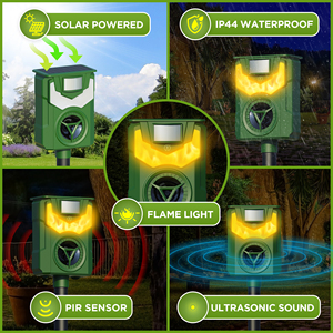 Ahuyentador de Animales Solar con Sensor de Movimiento PIR, Plástico Sólido, Resistente al Agua, Fácil de Instalar, para Jardín, Granja, Patio, 10 Años de Duración - Product Image 4