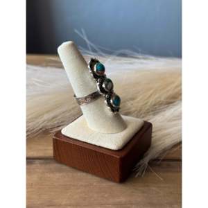 Southwest Handmade Mohave Turquoise <b>Sterling</b> <b>Silver</b> <b>Adjustable</b> Dainty <b>Ring</b> - Product Image 3
