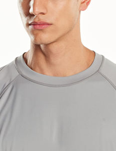 T-shirt de sport pour homme à séchage rapide polyester respirant à manches courtes haut d'entraînement de gymnastique gris bleu - Product Image 5