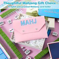 Rosa Leder Mahjong-Karten-Clutch-Halter Tasche für Karten Mahjong-Zubehör Schutzhülle mit Sicherheitsverschluss Ideales Geschenk