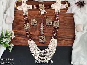 Antique Designer Wear <b>Jewelry</b> Mehendi Design Beautiful Party Wear Cluster <b>Pearls</b> Antique Long Necklace <b>Set</b> <b>Jewelry</b> <b>Sets</b> - Product Image 4