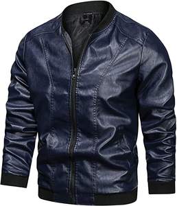Chaqueta de bombardero de moda informal de piel sintética de primera calidad para hombre, chaqueta de lona para motocicleta de invierno, chaqueta de piel sintética de primera calidad - Product Image 4