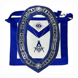 Craft District Grand Master 3D Design Chaîne Collier Maçonnique Or Bijoux Bleu Velours Support Logo Décoré Regalia Chaîne Collier - Product Image 2