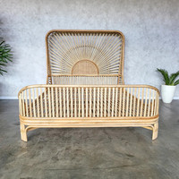 Lit de bébé en rotin de style Boho pour bébé et enfant en bas âge avec matelas amovible et matériau écologique