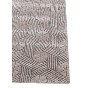 Cera Hand Tufted Wool & <b>Viscose</b> Rug Grey Black Geometric Striped Rectangle Patterns for Home Living Room Hallway Decor-<b>Top</b>-7283 - Product Image 4