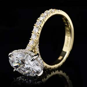 Anillos de Compromiso y Boda de Plata S925 con Oro Real en Oferta, Anillos de Compromiso con Diamantes de Corte Ovalado, Moissanita - Product Image 5