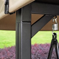 Lit balançoire d'extérieur en fer forgé avec auvent, banc coussiné pour jardin, balcon, plage, hôtel