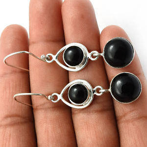 คอลเลกชันที่ดีที่สุดล่าสุดอินเทรนด์ 925 เงินสเตอร์ลิงธรรมชาตินิลสีดําอัญมณีต่างหูออกแบบไม่ซ้ําใครซัพพลายเออร์เครื่องประดับทําด้วยมือ - Product Image 5