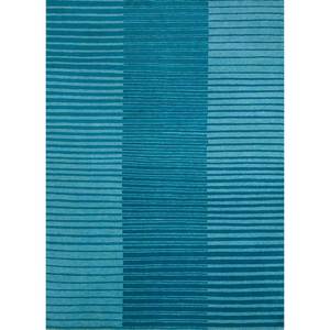 Alfombra de Lana Anudada a Mano Clan Blue AKWL-1149 9x12 Rectangular con Patrón de Rayas para Decoración de Sala de Estar Juvenil o Pasillo - Product Image 1