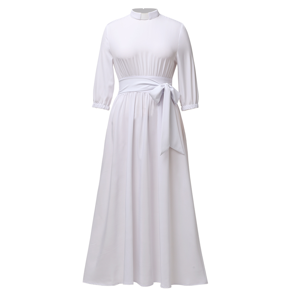 Mulheres Clero Vestido Elegância Audrey Hepburn Estilo Roman Tab Collar Pastor Cleric Pregador Ministro Clerical Sacerdote Traje