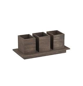 Best Selling Cutlery Holder Finest Quality 3 Section Wooden Cutlery Stand Classic Design Tableware Cutlery Storage Stand - Product Image 2