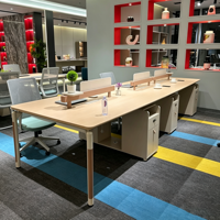Poste de travail modulaire moderne pour bureau, table de poste de travail pour 6 personnes avec cloison de séparation