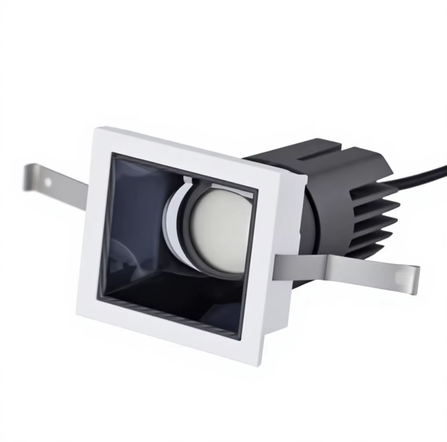 Modern Aluminum Gimbal Square LED Hotel Spotlight 7W-40W COB High CRI Ra90 Swivel Adjustable Ceiling Downlight