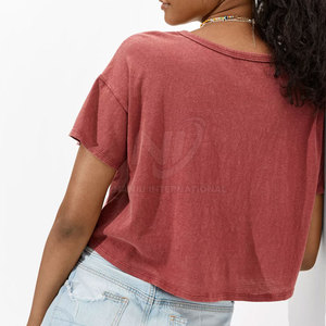 Meilleures ventes Top court en coton à col en V et design personnalisé pour femmes pour l'été, durable et à la mode - Product Image 3