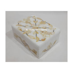 New Amazing Design Pure White Marble Rectangular Shape Mother Of Pearl Inlay Jewelry <b>Boxes</b> For Decoration And Gifting Purpose - Product Image 2