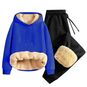 <b>Women's</b> Winter Breathable Plus Size 2 Piece Tracksuit Sets Fleece Hoodie Sweatshirts Sherp Lined Joggers <b>Sweatpants</b> - Product Image 4