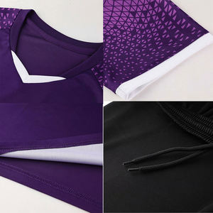 ชุดฟุตบอลพรีเมียมสำหรับผู้ชาย |   ชุดอุปกรณ์แสดงผลงานลายเรขาคณิตสีม่วงและสีดำ |   ชุดเสื้อและกางเกงฟุตบอลสำหรับฝึกซ้อมทีมผู้ใหญ่ - Product Image 4