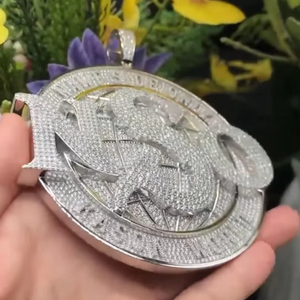 Solid 925 Sterling Silver Plated Unisex Moissanite Hip Hop Pendant Custom Name Jewelry for Weddings and Gifts - Product Image 1