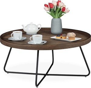 New 2023 Hot Selling Promotional Elegant Design Wrought <b>iron</b> Wood Top Side Tables Coffee Table For Living Room Furniture - Product Image 4