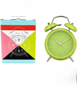 Petite horloge de bureau élégante en acier inoxydable avec double cloche - Product Image 4