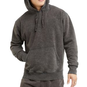 Sudadera con Capucha para Hombre, Corte Regular Minimalista, Estilo Urbano con Bordes sin Rematar, 100% Algodón, Teñido Liso, Otoño, Personalizable y Venta al por Mayor OEM - Product Image 1