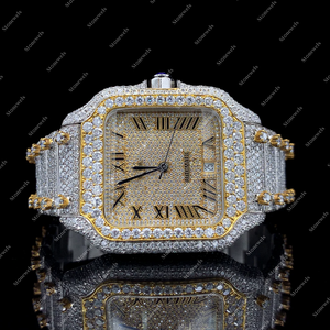 Montre de luxe personnalisée en or 10 carats avec pierres précieuses noires, diamants de marque haut de gamme, diamants VVS, montre mécanique automatique pour homme - Product Image 1