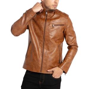 Veste en cuir de marque Slim Fit de haute qualité pour hommes pour le printemps veste de vêtements en cuir formelle d'automne pour hommes - Product Image 4