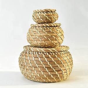 ชุดกล่องใส่เครื่องประดับหญ้าทะเลกล่องใส่ของแบบฟางธรรมชาติ - Product Image 1