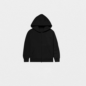 Sweat à capuche zippé unisexe en molleton uni brodé 3D personnalisé, 100 % coton, design de créateur, 400 g/m², fermeture éclair, streetwear épais, coupe oversize pour homme - Product Image 3