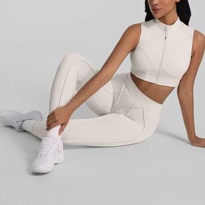 Women's Gym Fitness Activewear Yoga Set High-Stretch Brushed Top with Halter Neck Built-in Bra & Tennis <b>Skirt</b> Shorts Length - Product Image 1