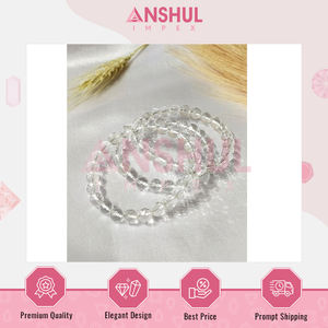 Top Quality Handcrafted Stretchable Smooth and Polished Meditation and Aromatherapy Use Clear Quartz Faceted <b>Beads</b> <b>Bracelets</b> - Product Image 2