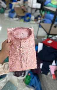 Kurta de diseñador de lino ligero para hombres, ropa étnica tradicional transpirable para bodas, fiestas, estampado Formal dibujado a mano - Product Image 5