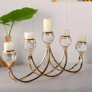 Top Quality Candle Holder Crystal ,Brass Candle Stick Decoration 3-5 Head Metal Holder Wedding Festival Party - Product Image 3
