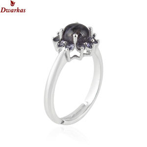 Simple plaqué rhodium 925 argent Sterling Iolite pierre précieuse bague réglable nouvelle tendance bijoux fins pour femmes mariages unisexes - Product Image 2