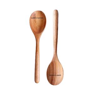 Cuillères de service en bois d'acacia fabriquées à la main Ustensiles de cuisine durables et écologiques pour mélanger, remuer et servir - Product Image 1