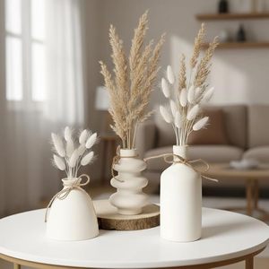 Florero Moderno de Cerámica Blanca, Florero de Porcelana para Mesa, Recipiente Decorativo Minimalista para Sala de Estar o Bodas - Product Image 4