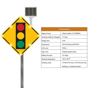 Señal de advertencia de cruce de metal impermeable preperforada de aluminio, señal de tráfico con energía solar intermitente, señales de <span class=keywords><strong>adelante</strong></span> - Product Image 3