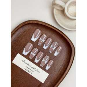 Uñas Postizas Ivory Whisper, Elegante Arte de Uñas en Tono Marfil para una Belleza Realzada - Product Image 3