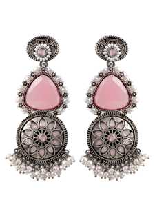 Pendientes de plata oxidada con tachuelas de Piedra Rosa hermosa de alta calidad más vendidos para niñas directamente del proveedor indio - Product Image 3