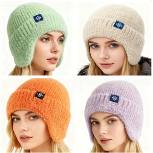 <b>Women</b> <b>Winter</b> <b>Hat</b> Candy Colors Fashion Faux Fur Knitted <b>Hat</b> Style Soft Beanie <b>Hats</b> Female Streetwear Cap - Product Image 2