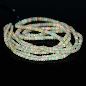Perle Rondelle Lisse en Opale Bleue d'Éthiopie 100% Naturelle, Verre Cristallin de Haute Qualité pour Bijoux en Perles de Lampwork - Product Image 1