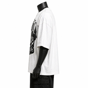 Custom Oversized <b>White</b> Graphic T Shirt Cotton Streetwear Typography Print Drop Shoulder <b>Tee</b> Wholesale Apparel - Product Image 4