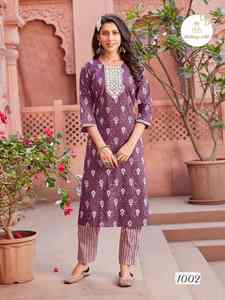 Kurti Pant de Algodón Puro de Diseño Evergreen, Aspecto Elegante, Nueva Variedad, con Estampado y Bordado, Fabricante de Surat - Product Image 3