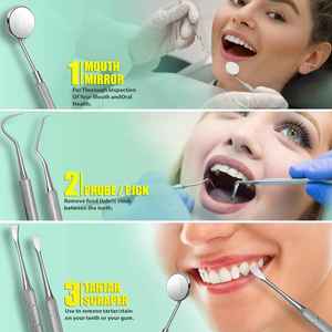 Juego de cuidado dental, limpieza de dientes, removedor de sarro, uso de mascotas, sonda dental, espejo bucal, escalador M/O, acero inoxidable de alta calidad - Product Image 3