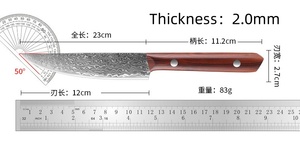 Vente en gros de commandes en gros personnalisées, service OEM et ODM, couteau de chef multi-usages en acier damas, manche en bois, lame tranchante pour fruits légumes - Product Image 6