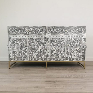 BEST BONE INLAY 6 DRAWER CHEST FLORAL BLACK & WHITE BONE INLAY TABLE & TOP WITH BEST QUALITY CABINET BY CRAFTSY HOME